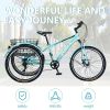 Adult Tricycle Bike,7-Speed Mountain Tricycle,26-Inch 3 Wheels,Comfortable Widen Saddle,Rear Integrated Shopping Basket